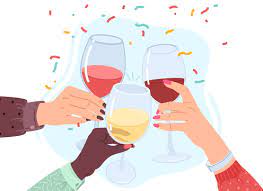 Trois verres qui trinquent pour fêter la réussite